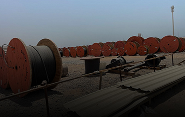 Coils of copper wire in a scrap yard